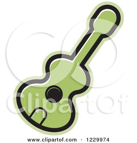 Clipart of a Green Guitar Icon - Royalty Free Vector Illustration by Lal Perera