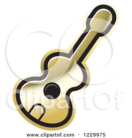Clipart of a Gold Guitar Icon - Royalty Free Vector Illustration by Lal Perera