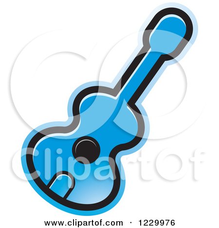 Clipart of a Blue Guitar Icon - Royalty Free Vector Illustration by Lal Perera