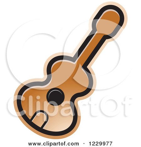 Clipart of a Brown Guitar Icon - Royalty Free Vector Illustration by Lal Perera
