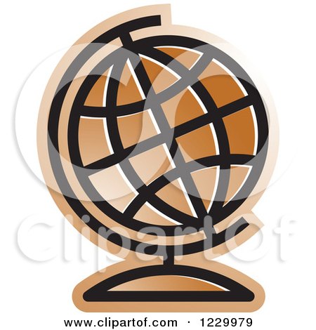 Clipart of a Brown Desk Globe Icon - Royalty Free Vector Illustration by Lal Perera