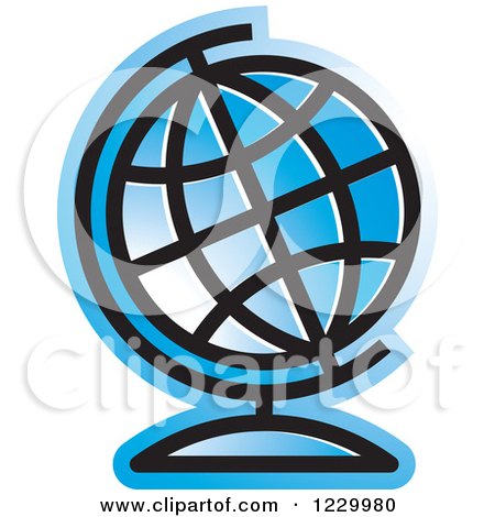 Clipart of a Blue Desk Globe Icon - Royalty Free Vector Illustration by Lal Perera