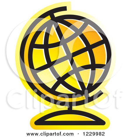 Clipart of a Yellow Desk Globe Icon - Royalty Free Vector Illustration by Lal Perera
