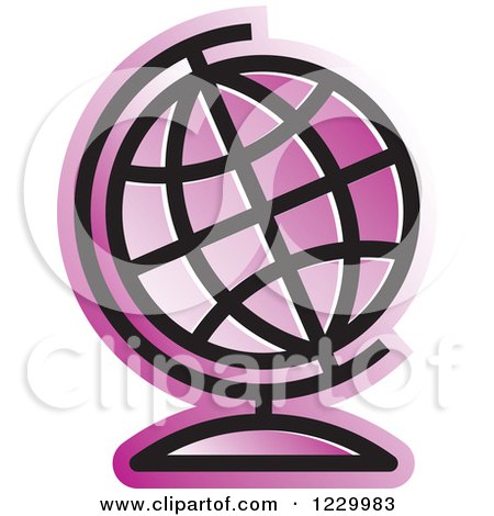 Clipart of a Purple Desk Globe Icon - Royalty Free Vector Illustration by Lal Perera