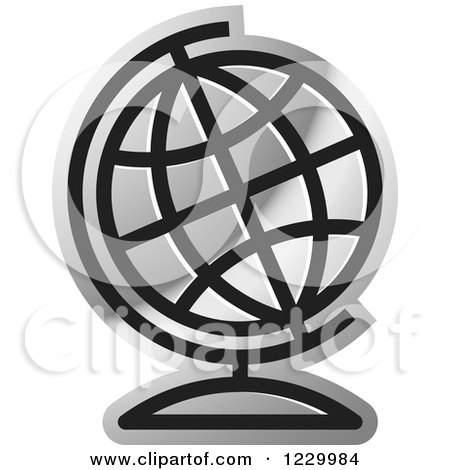 Clipart of a Silver Desk Globe Icon - Royalty Free Vector Illustration by Lal Perera