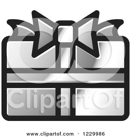 Clipart of a Silver Gift Present Icon - Royalty Free Vector Illustration by Lal Perera