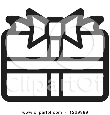 Clipart of a Black and White Gift Present Icon - Royalty Free Vector Illustration by Lal Perera
