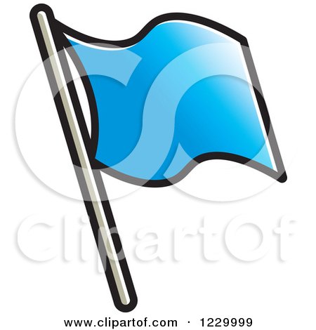 Clipart of a Blue Waving Flag Icon - Royalty Free Vector Illustration by Lal Perera