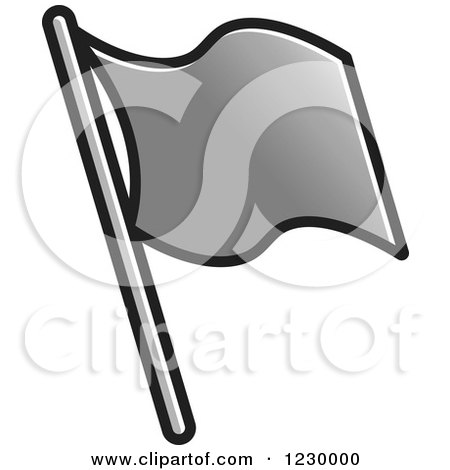 Clipart of a Gray Waving Flag Icon - Royalty Free Vector Illustration by Lal Perera
