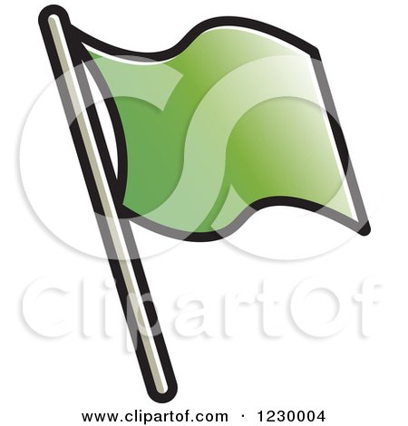 Clipart of a Green Waving Flag Icon - Royalty Free Vector Illustration by Lal Perera