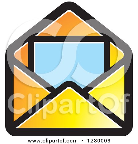 Clipart of a Yellow Letter and Envelope Icon - Royalty Free Vector Illustration by Lal Perera