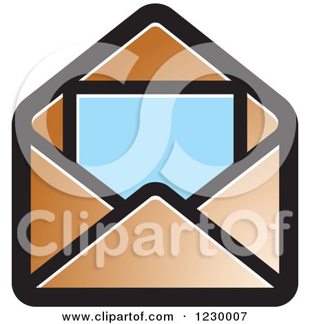 Clipart of a Brown Letter and Envelope Icon - Royalty Free Vector Illustration by Lal Perera
