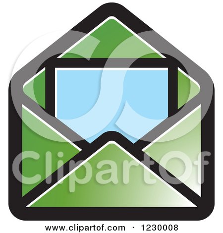 Clipart of a Green Letter and Envelope Icon - Royalty Free Vector Illustration by Lal Perera