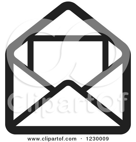 Clipart of a Black and White Letter and Envelope Icon - Royalty Free Vector Illustration by Lal Perera