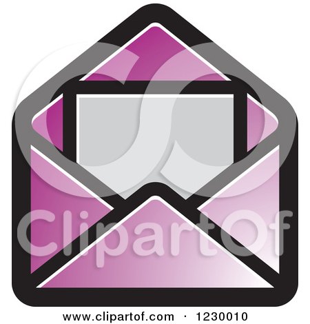 Clipart of a Purple Letter and Envelope Icon - Royalty Free Vector Illustration by Lal Perera