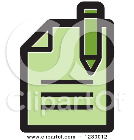 Clipart of a Green Enrollment Document Icon - Royalty Free Vector Illustration by Lal Perera
