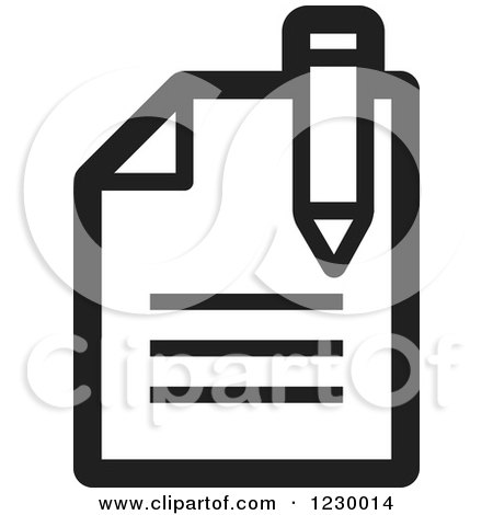 Clipart of a Black and White Enrollment Document Icon - Royalty Free Vector Illustration by Lal Perera