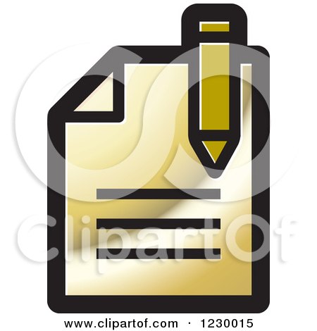Clipart of a Gold Enrollment Document Icon - Royalty Free Vector Illustration by Lal Perera
