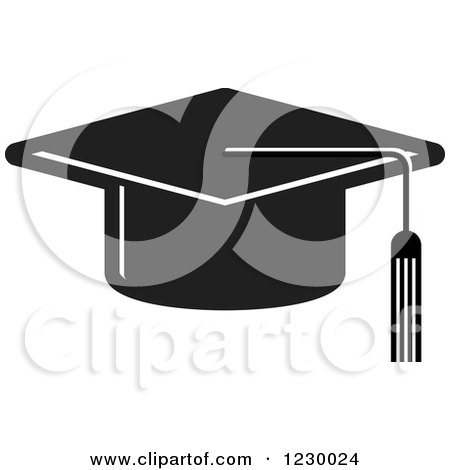 Clipart of a Black Mortar Board Graduation Cap Icon - Royalty Free Vector Illustration by Lal Perera