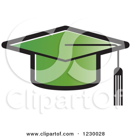 Clipart of a Green Mortar Board Graduation Cap Icon - Royalty Free Vector Illustration by Lal Perera