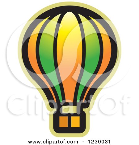 Clipart of a Green and Orange Hot Air Balloon Icon - Royalty Free Vector Illustration by Lal Perera