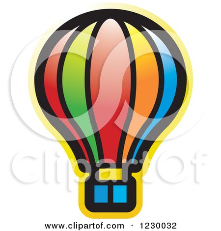 Clipart of a Colorful Hot Air Balloon Icon - Royalty Free Vector Illustration by Lal Perera