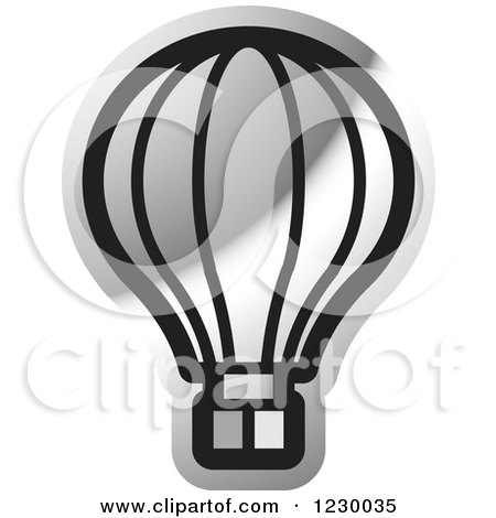 Clipart of a Silver Hot Air Balloon Icon - Royalty Free Vector Illustration by Lal Perera