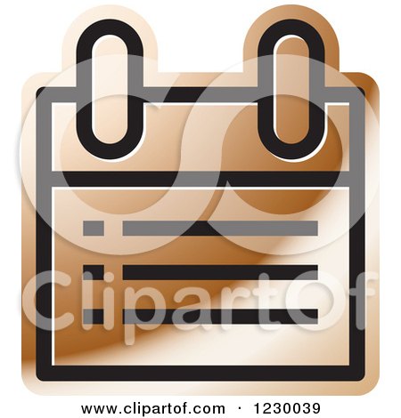 Clipart of a Bronze Calendar or Chart Icon - Royalty Free Vector Illustration by Lal Perera