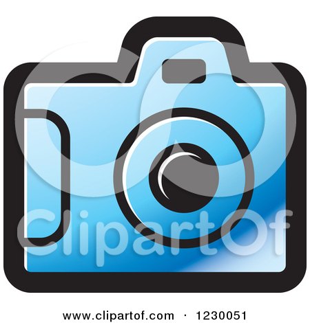 Clipart of a Blue Camera Icon - Royalty Free Vector Illustration by Lal Perera