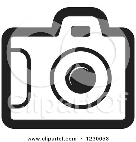 Clipart of a Black and White Camera Icon - Royalty Free Vector Illustration by Lal Perera