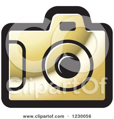 Clipart of a Golden Camera Icon - Royalty Free Vector Illustration by Lal Perera