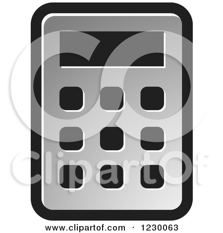 Clipart of a Silver Calculator Icon - Royalty Free Vector Illustration by Lal Perera