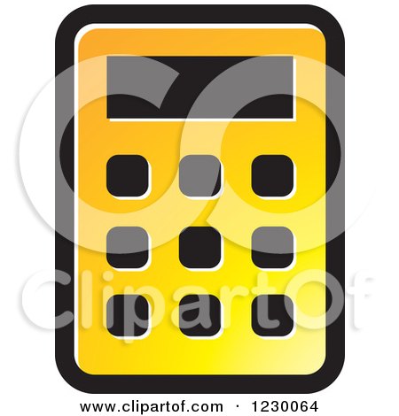 Clipart of a Yellow Calculator Icon - Royalty Free Vector Illustration by Lal Perera