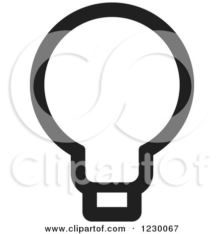 Clipart of a Black and White Light Bulb Icon - Royalty Free Vector Illustration by Lal Perera