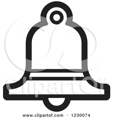Clipart of a Black and White Bell Icon - Royalty Free Vector Illustration by Lal Perera