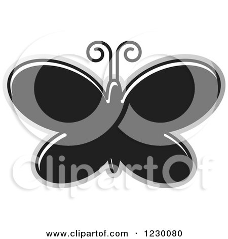 Clipart of a Grayscale Butterfly Icon - Royalty Free Vector Illustration by Lal Perera