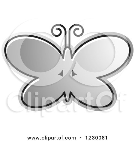 Clipart of a Silver Butterfly Icon - Royalty Free Vector Illustration by Lal Perera