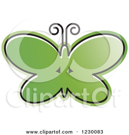 Clipart of a Green Butterfly Icon - Royalty Free Vector Illustration by Lal Perera