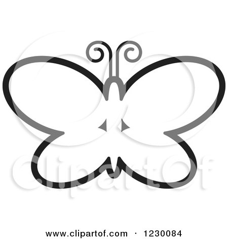 Clipart of a Black and White Butterfly Icon - Royalty Free Vector Illustration by Lal Perera