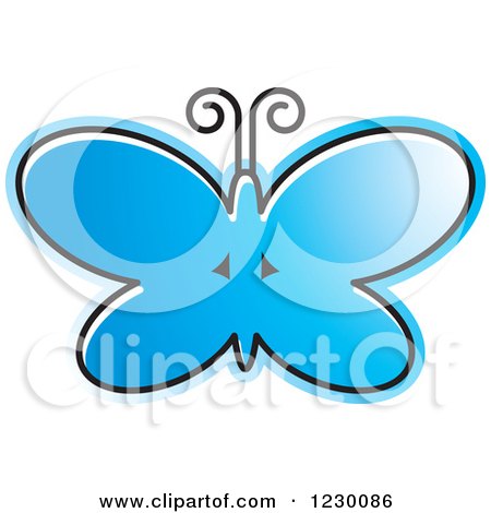 Clipart of a Blue Butterfly Icon - Royalty Free Vector Illustration by Lal Perera