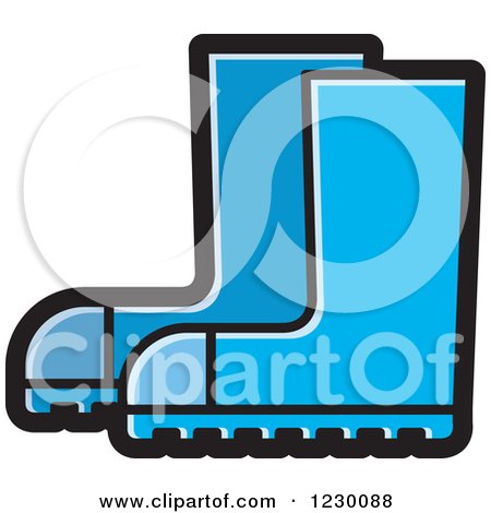 Clipart of a Blue Rubber Boots Icon - Royalty Free Vector Illustration by Lal Perera
