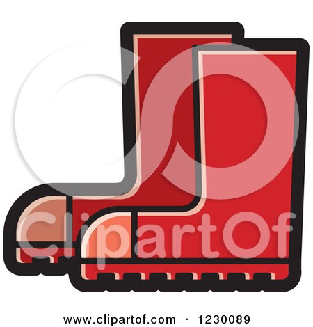 Clipart of a Red Rubber Boots Icon - Royalty Free Vector Illustration by Lal Perera