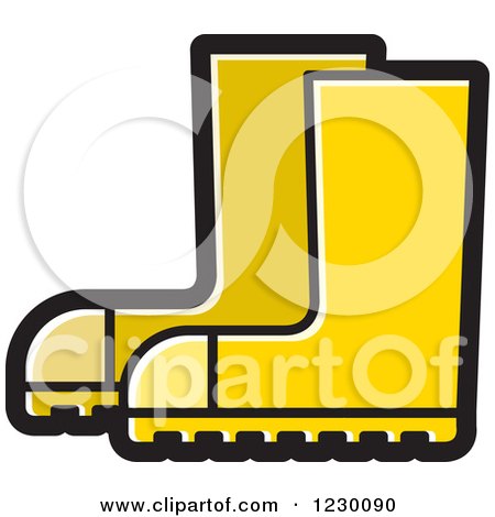 Clipart of a Yellow Rubber Boots Icon - Royalty Free Vector Illustration by Lal Perera
