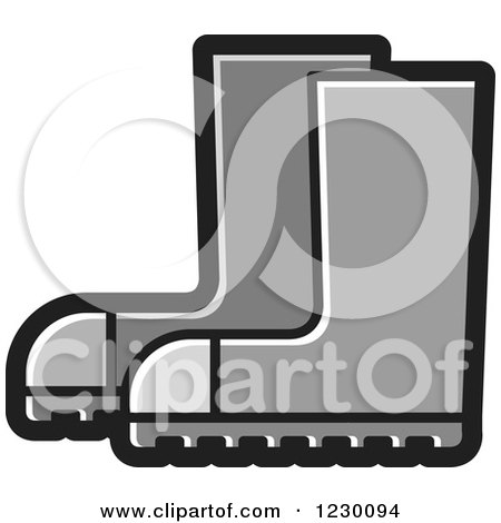 Clipart of a Gray Rubber Boots Icon - Royalty Free Vector Illustration by Lal Perera