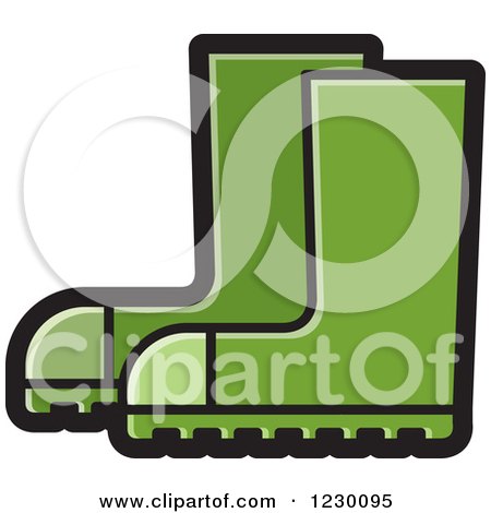 Clipart of a Green Rubber Boots Icon - Royalty Free Vector Illustration by Lal Perera
