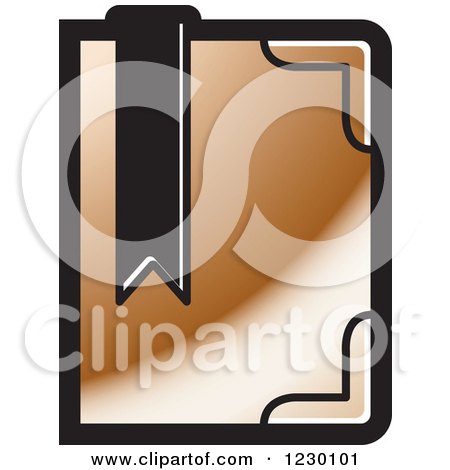 Clipart of a Bronze Book with a Bookmark Icon - Royalty Free Vector Illustration by Lal Perera