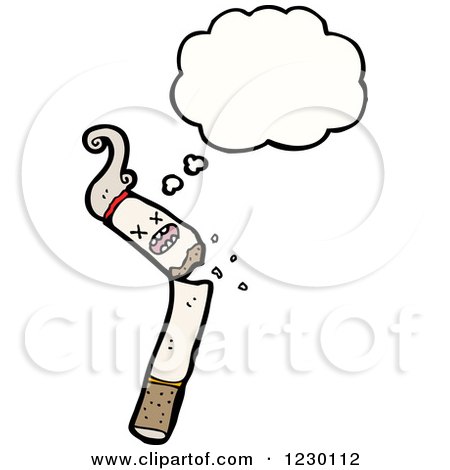 Clipart of a Thinking Broken Cigarette - Royalty Free Vector Illustration by lineartestpilot