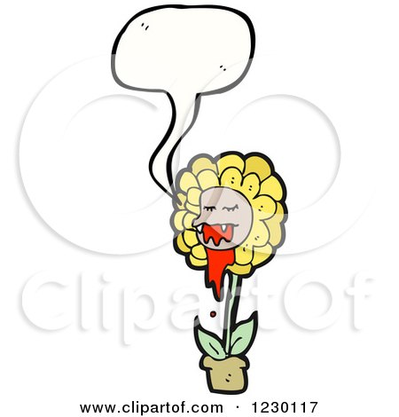 Clipart of a Talking Bleeding Flower - Royalty Free Vector Illustration by lineartestpilot