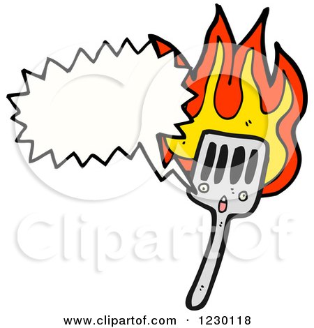Clipart of a Talking Flaming Spatula - Royalty Free Vector Illustration by lineartestpilot