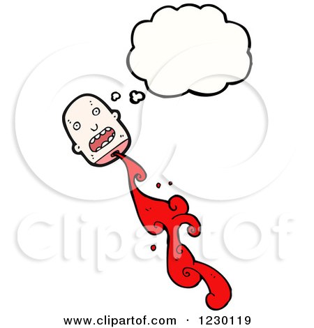 Clipart of a Thinking Bleeding Decapitated Head - Royalty Free Vector Illustration by lineartestpilot